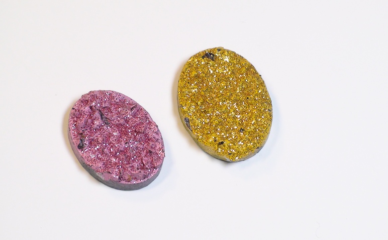 Pink and Yellow Druzy Cabochon 2 pack