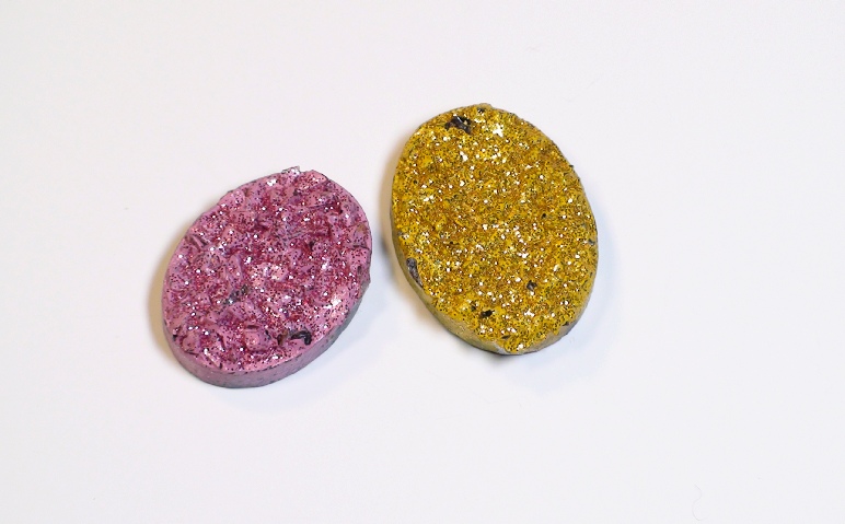 Pink and Yellow Druzy Cabochon 2 pack