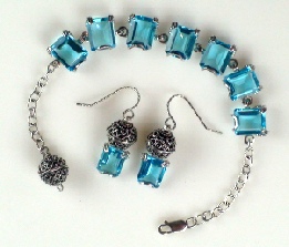 Topaz Faceted Gemstone Bracelet with Earrings