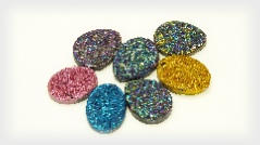 Multi Colored Druzy Gemstone Lot, 7 pack, 30x20mm sizes, bright colors