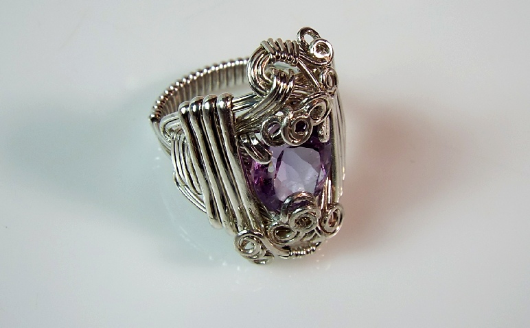 Orchid Amethyst Designer Ring in Silver.